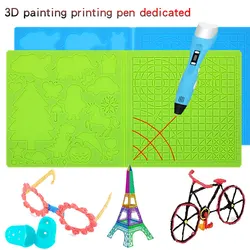 3D Printing Drawing Pen Silicone Design Pad with Basic Stencil Comes with 2 Silicone Finger Cots Excellent 3D Pen Drawing Tool