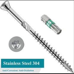 Stainless Steel Deck Screws, Torx Slot, Knurled Type 17, T25 Drive, Self-Tapping, 304 Stainless Steel Wood Screws