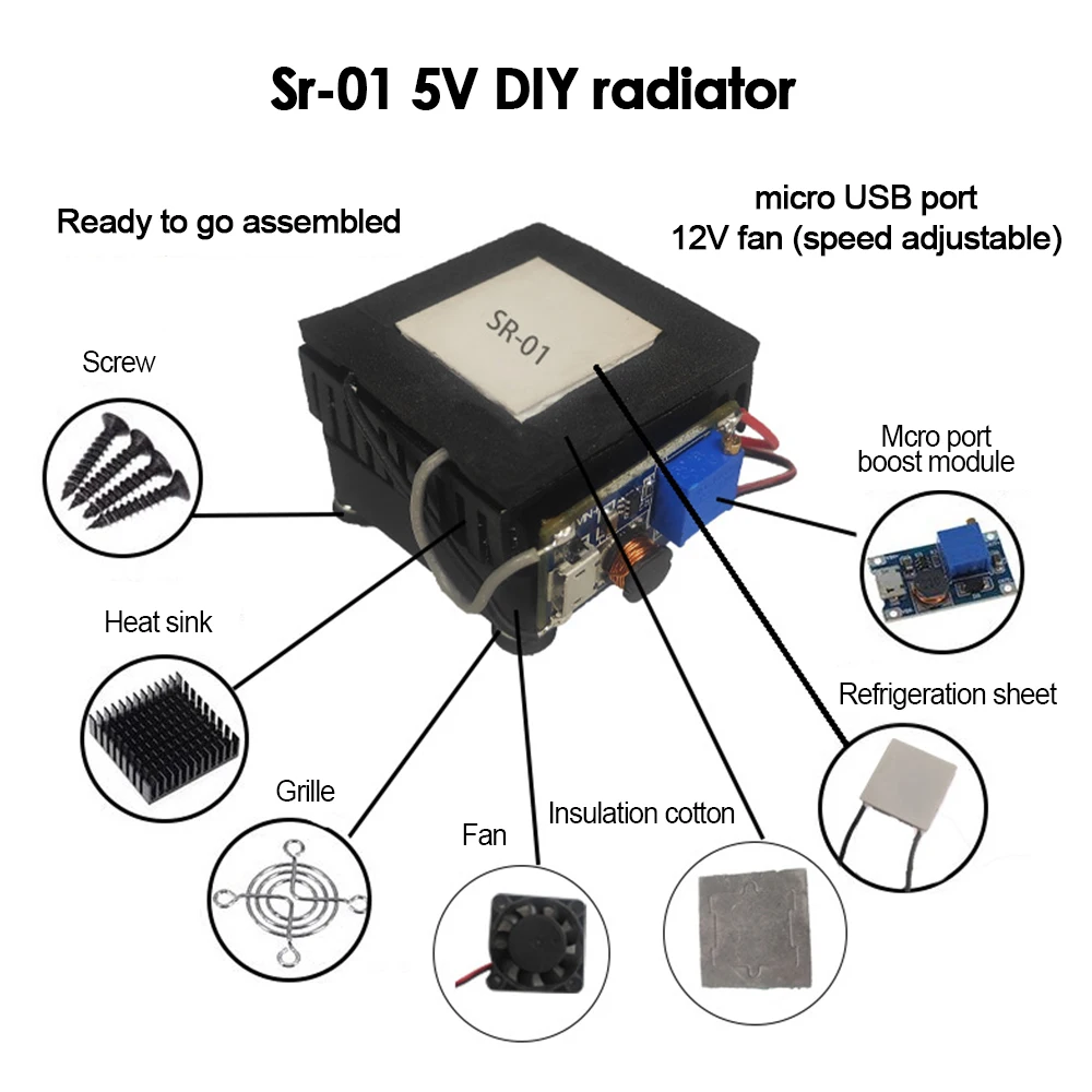 1 세트 SR-01 5V DIY 휴대 전화 라디에이터 쿨러 반도체 냉동 시트 자동 냉각 유물 40*40 썸네일 3