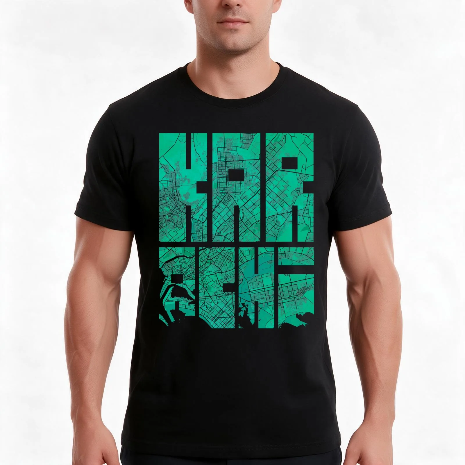 Karachi City Map of Pakistan - Watercolor T-Shirt, Summer Casual Cotton Tee, Oversized Streetwear Tops, Vintage Graphic Print
