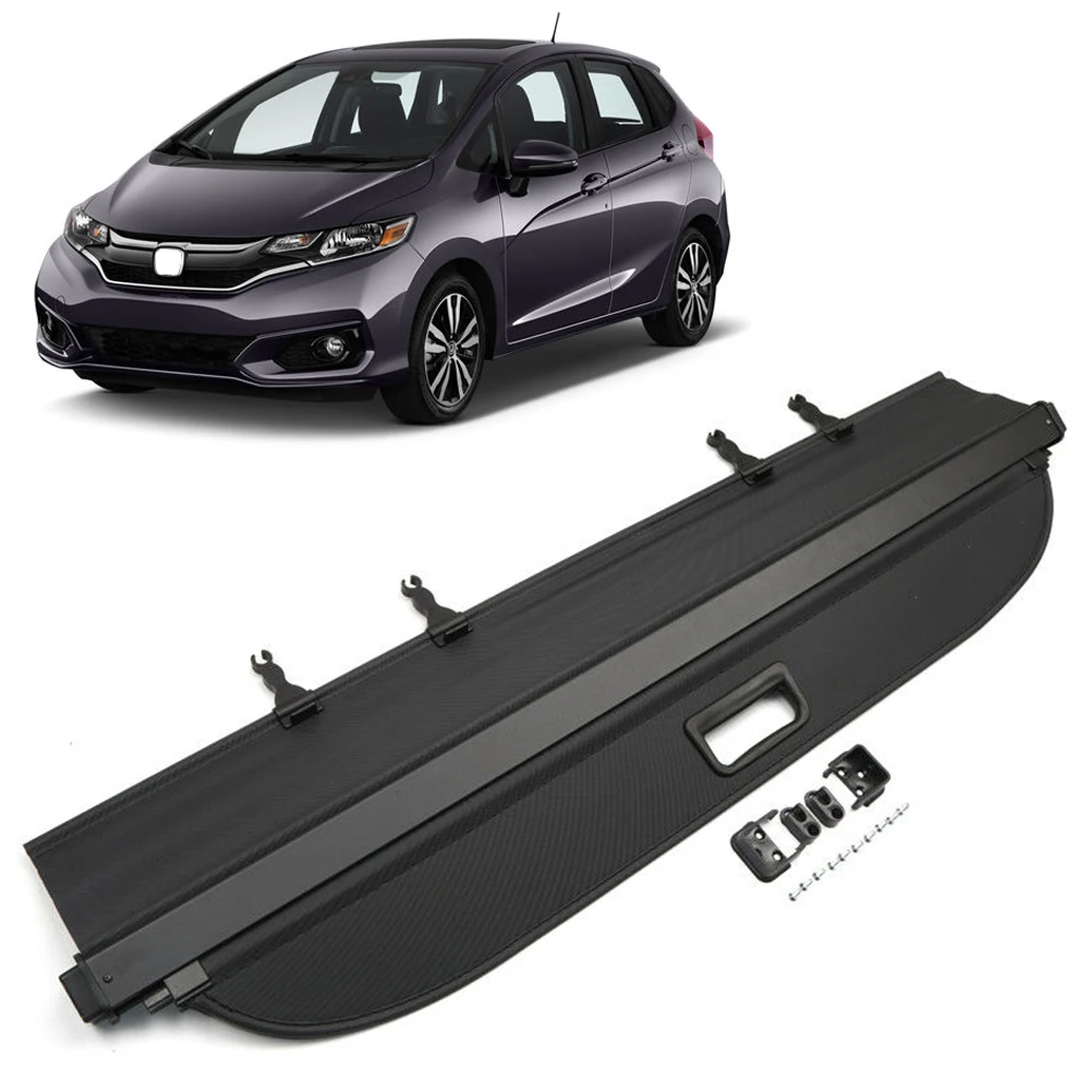 Car Rear Trunk Security Cargo Cover Shield Shade For Honda FIT Jazz 2015 2016 2017 2018 Black