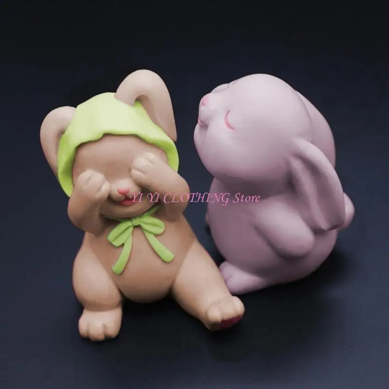 

N5KF Squinting Bunny Molds Easter Rabbit Silicone Molds DIY Tool