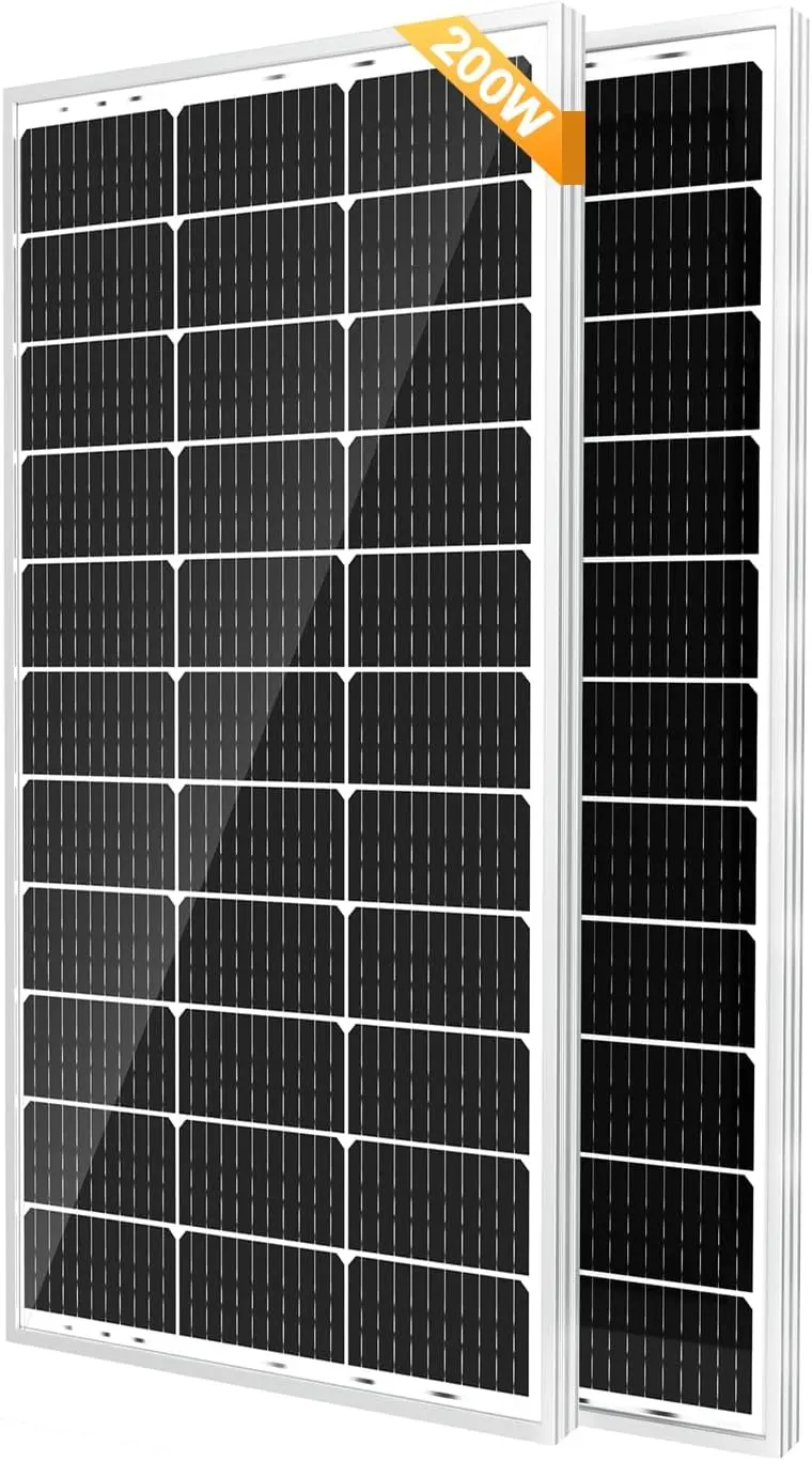 

Solperk Solar Panel 2Pcs Solar Panels 100 Watt 12 Volt, 200W Soalr Panel High Efficiency Monocrystalline Pv Module Power