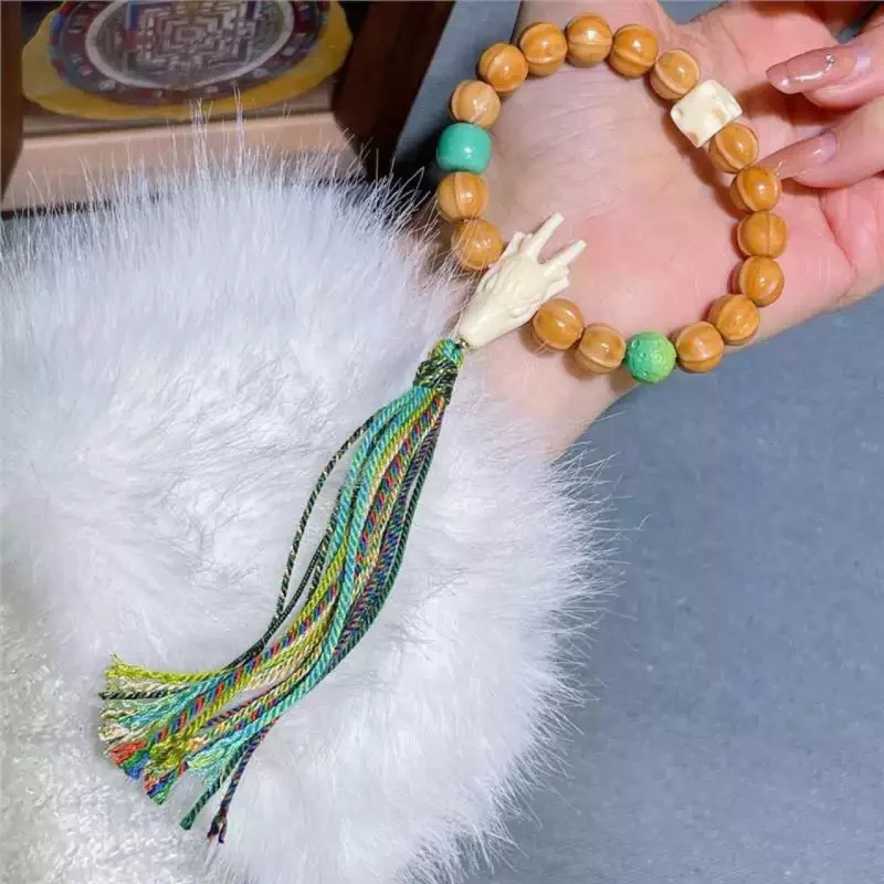 New model monkey-sharkbone single-loop bracelet with ivory fruit phosphorite decorative and Buddhist prayer beads - view 3