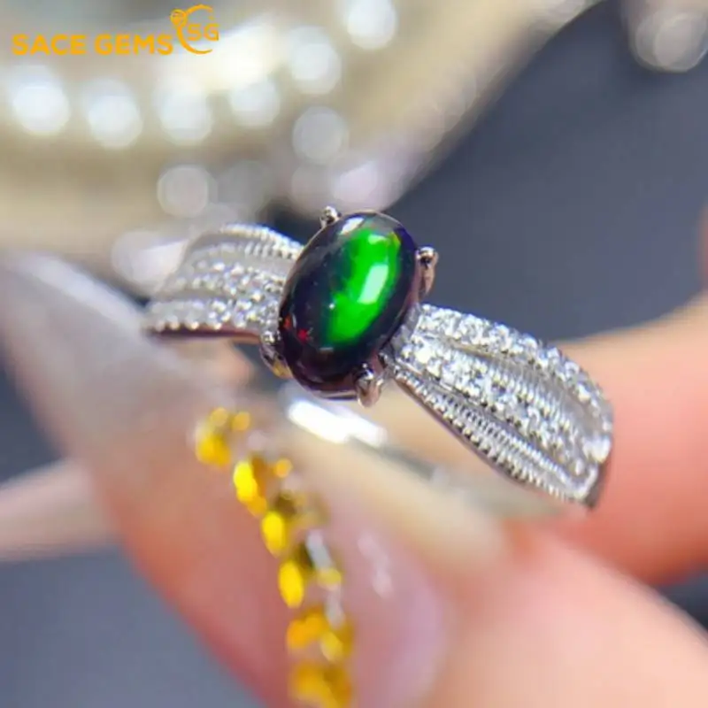 

Кольца SACE GEMS из новой коллекции класса люкс, из стерлингового серебра 925 пробы, с натуральным опалом 5*7 мм, для женщин, для помолвки, коктейльных вечеринок, изысканные ювелирные украшения