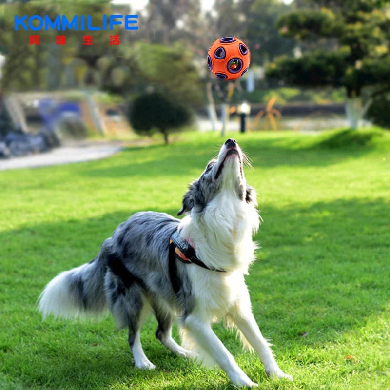 KOMMILIFE Glow Pet Dog Toys Interactive Ball Toy For Dogs Anti-stresses Bite-resistant Molar Dog Chew Toy Dog Accessories