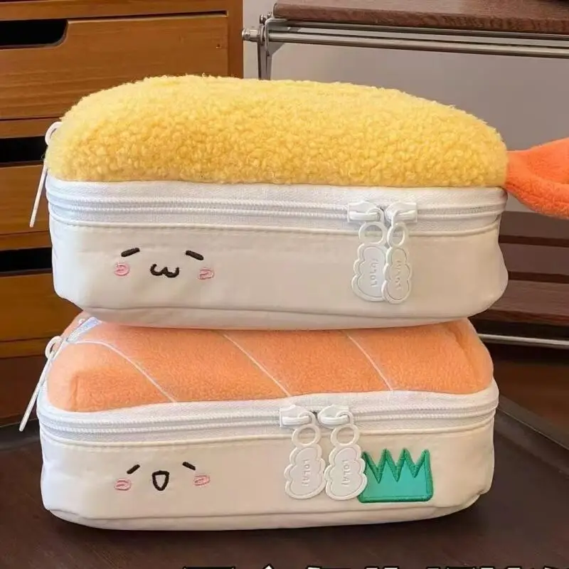 Japanese Anime Sumikkogurashi Fried Shrimp Shape Plush Mezzanine Stationery Bag Large Capacity Stationery Storage Birthday Gifts