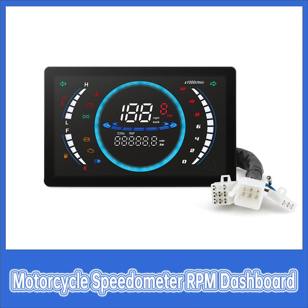 

2023 New Motobike Dashboard Motorcycle Digital Instrument With Temperature Gear 199km/h