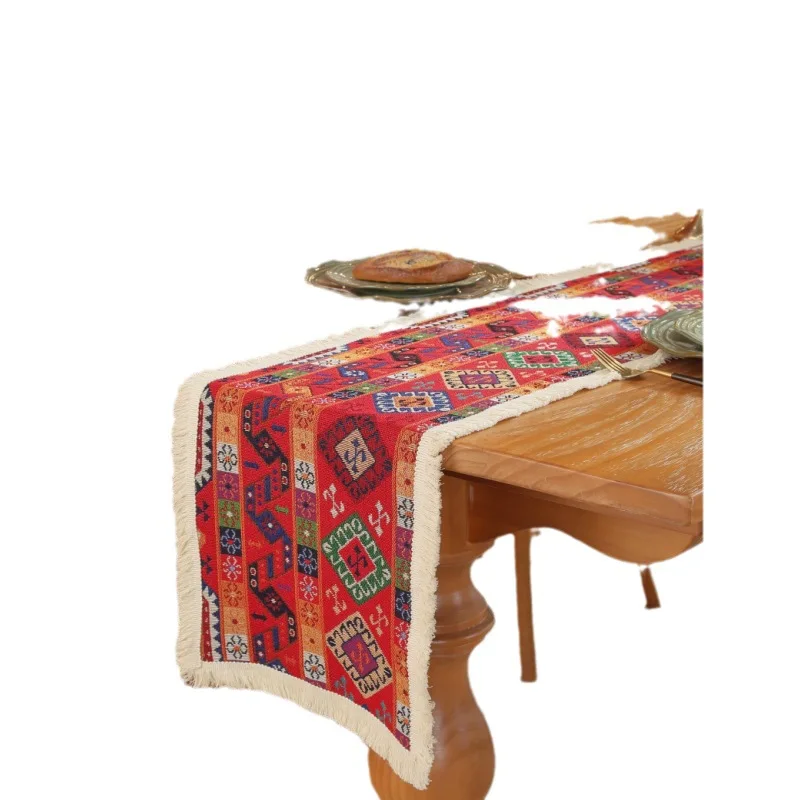 Vintage jacquard ins table flag red cloth art tavolino TV cabinet asciugamano a coda lunga