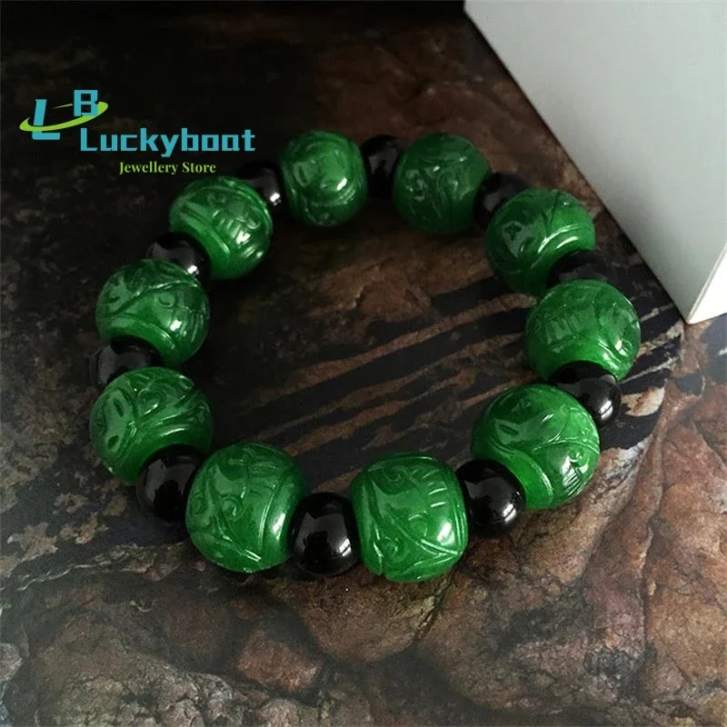

100% real green jade bracelets jadeite bangles real beads bracelet for men women jade gift real green jade bangle 17*14mm