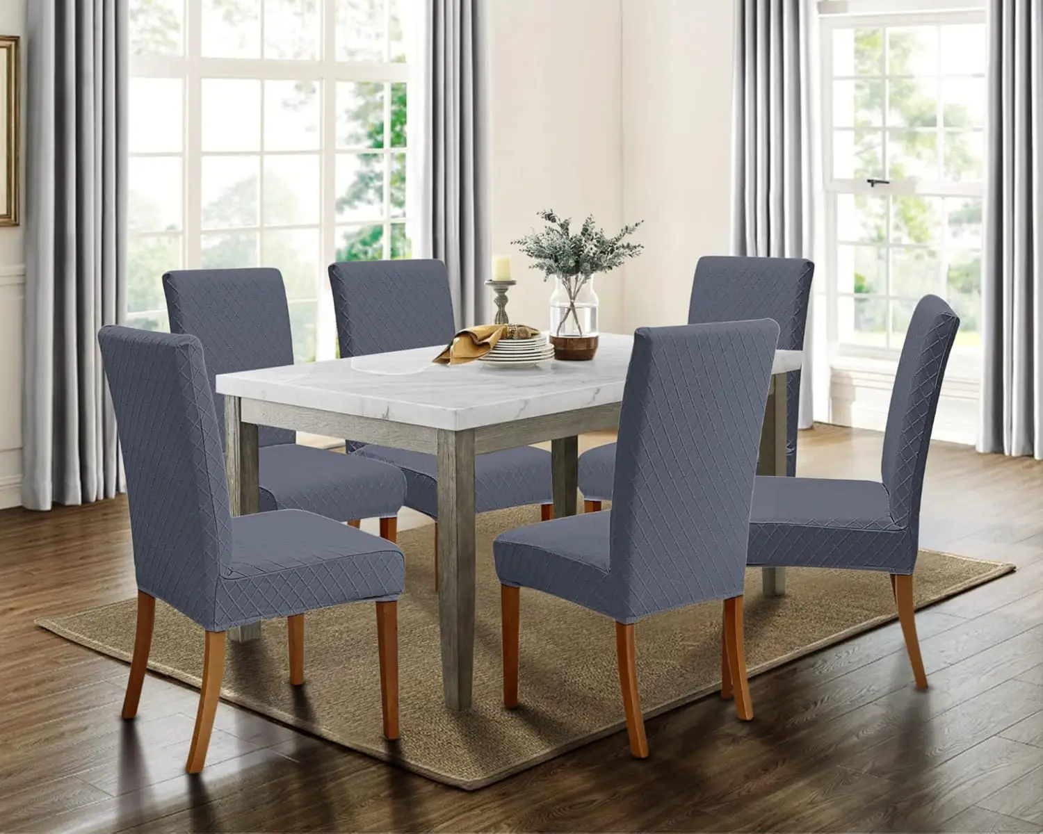 

Springrico 6 Pack Dining Room Chair Covers With Seat Belt, Stretch Parsons Chair Slipcover Washable Kitchen Dining Chair Cover
