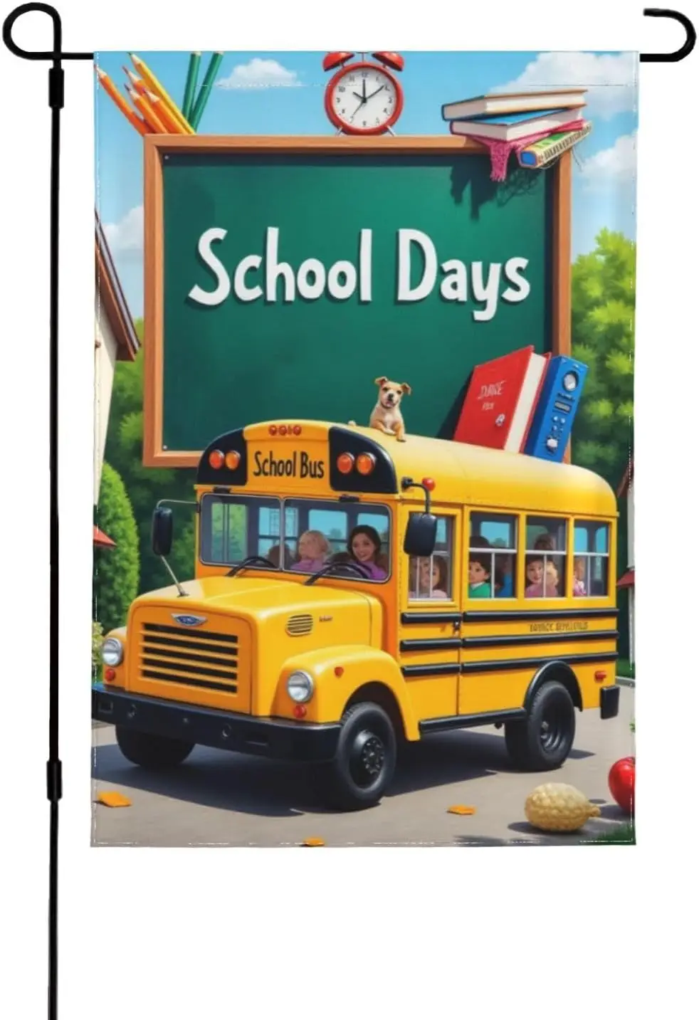 Welcome Back To School Garden Flag 12x18 Inch Double Sided School Bus Dog Yard FlagApple Books Small Decorative Outdoor Hous uui