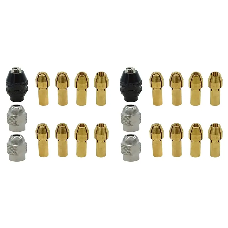 

A02F-Drill Chuck Collet Set For Dremel, 22 Pcs Replacement 4485 Brass Quick Change Drill Nut Tool Set (1/32Inch To 1/8Inch)
