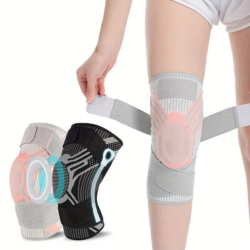 1pc Knee Pad With Patella Gel Pad And Side Stabilizer - Breathable, Warm, Strap-On Meniscus Pressurized Knee Brace, Basketball F