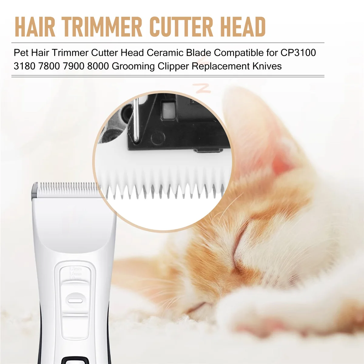 

ABLK триммер для волос для домашних животных, режущая головка, керамическое лезвие, совместимое с CP3100 3180 7800 7900 8000, сменные ножи для машинки для стрижки волос