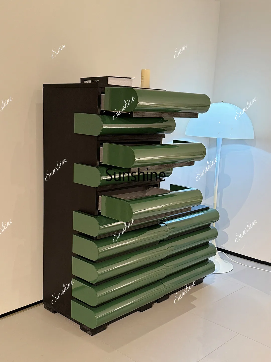 Modern minimalist retro green locker drawer storage