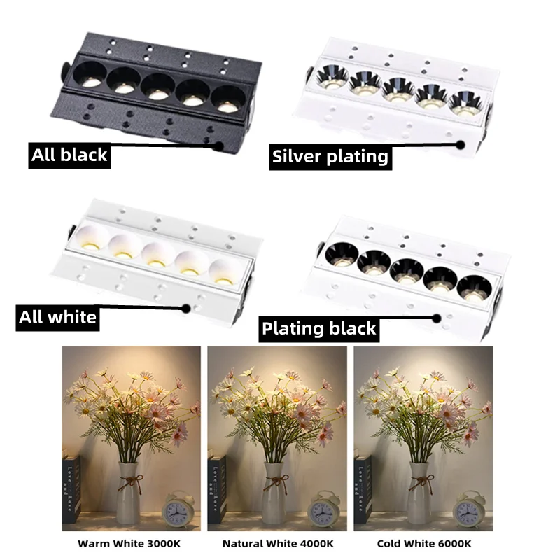 Âm Trần LED Để Ánh Sáng Đèn 10W20W30W Dạng Lưới Tản Nhiệt COB Vỏ Ốp Trần Đường LED Ánh Sáng Mà Không Cần Đèn Chính Hộ Gia Đình Bóng Đèn