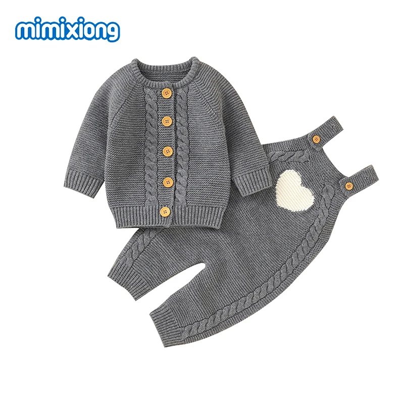 Autumn Baby Clothes Winter Casual Long Sleeves Sweaters Jackets+Rompers Outfits Sets for Newborn Infant Kids Boys Girls Costumes