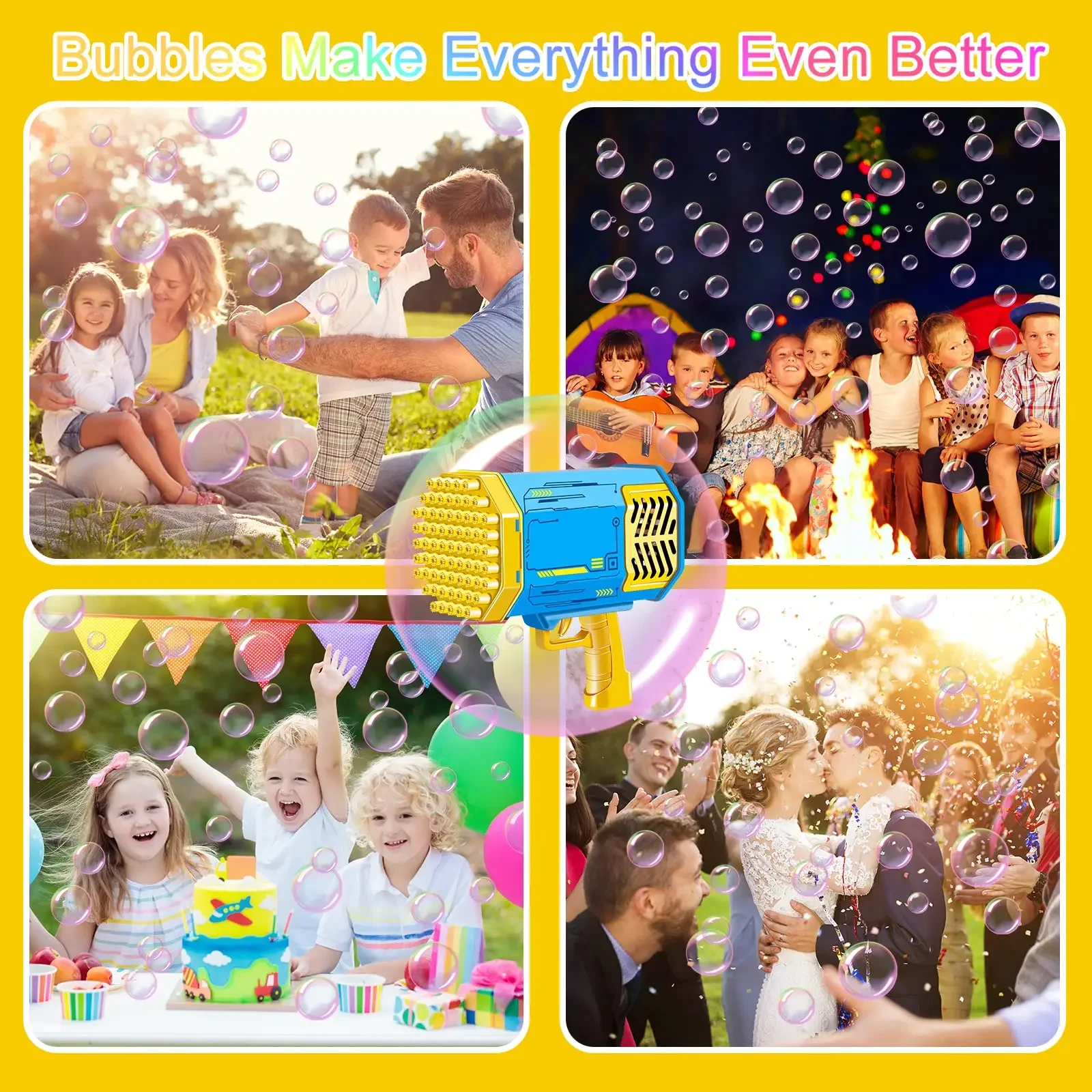 69 Holes Bubble Gun Soap Maker Machine Guns Automatic Rocket With LED 88 Holes Light Gatlin Bubbles Blower Outdoor Toys
