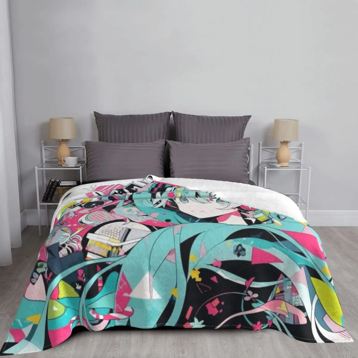 Coperta Hatsune Miku in velluto, accogliente e morbida coperta per divano letto