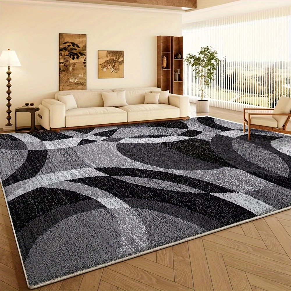 VIKAMA Modern Geometric Rug Stain-Resistant & Non-Slip Bedroom Entrance & Bedside Mat Living Room Sofa Rug Home Decor - view 4
