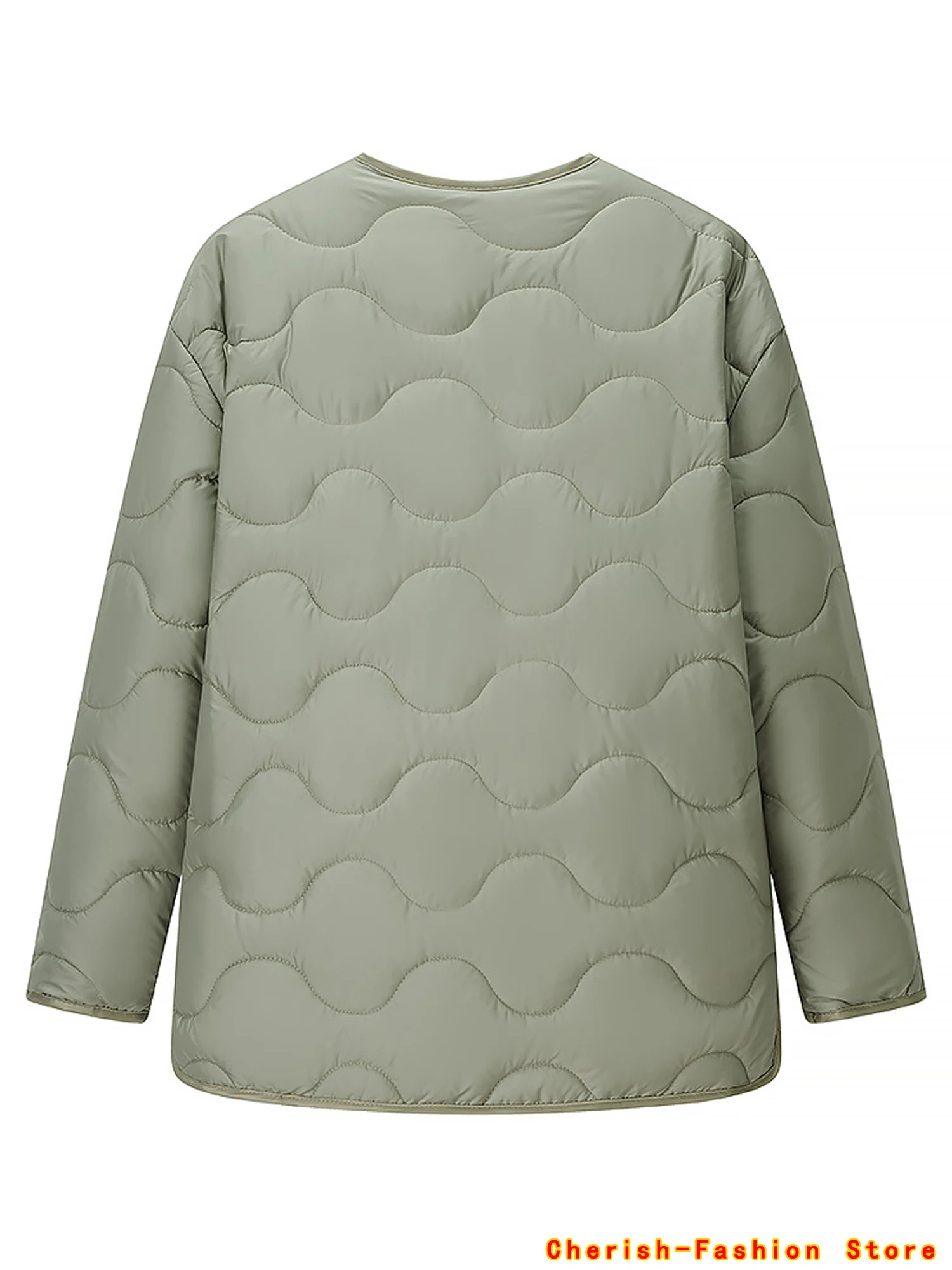 Army Green Quilted Jacket Women Padded Demi-season Jackets for Women Long Sleeve Winter Coat Female Outerwears Women's Jacket