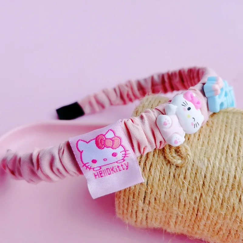 Cute Sanrio Kids Headband Kuromi Mymelody Hello Kitty Cinnamoroll Pompom Purin Hair Accessories Children Girl Gifts