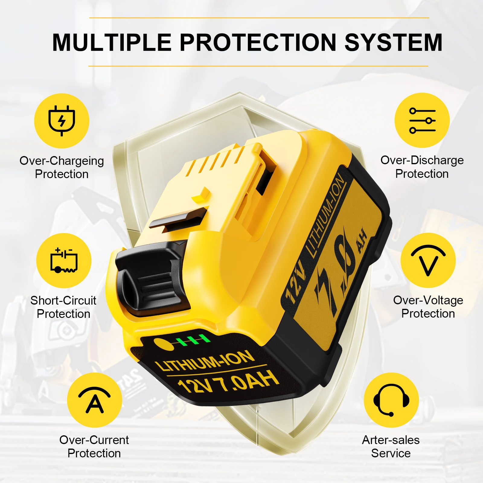 For Dewalt 7000mAh 12V Battery DCBP520 DCB200 PowerStack Replaceable Li-Ion Tool Battery Cordless Power Tool Kit