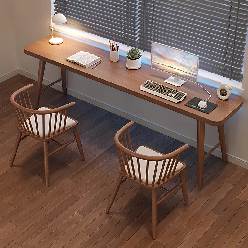 

Nordic solid wood double modern simple computer home student study table writing long