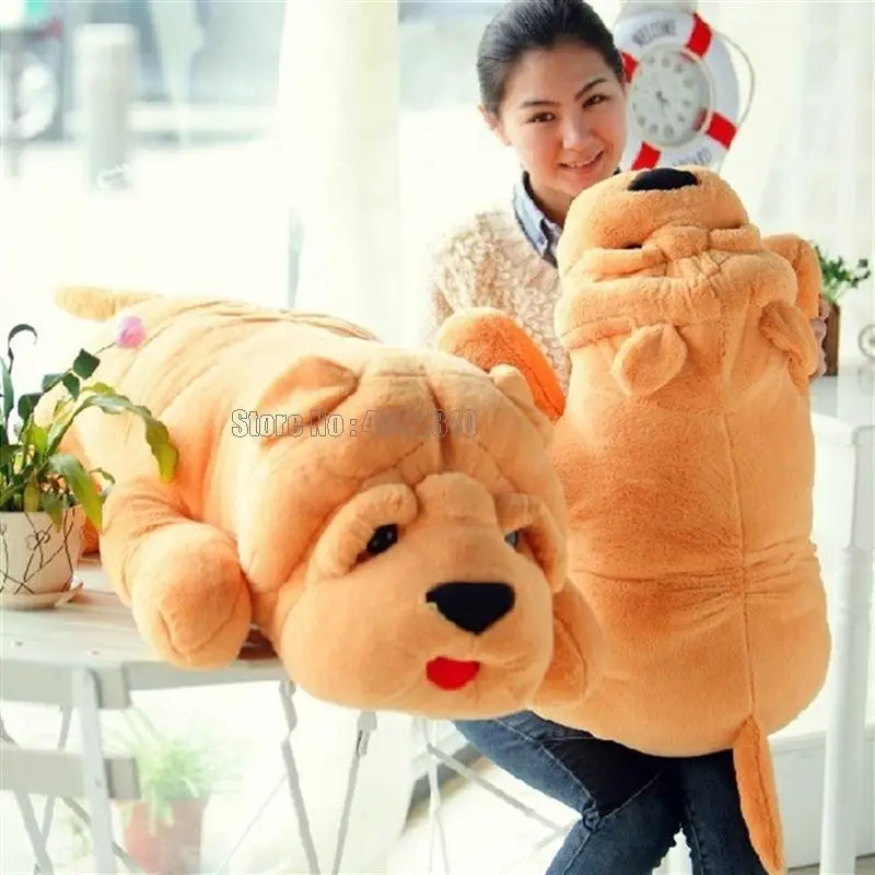 Red Tongue Lie Prone Shar Pei Dog Pillow Cushion Gift Doll Plush Stuffed Animal Toy