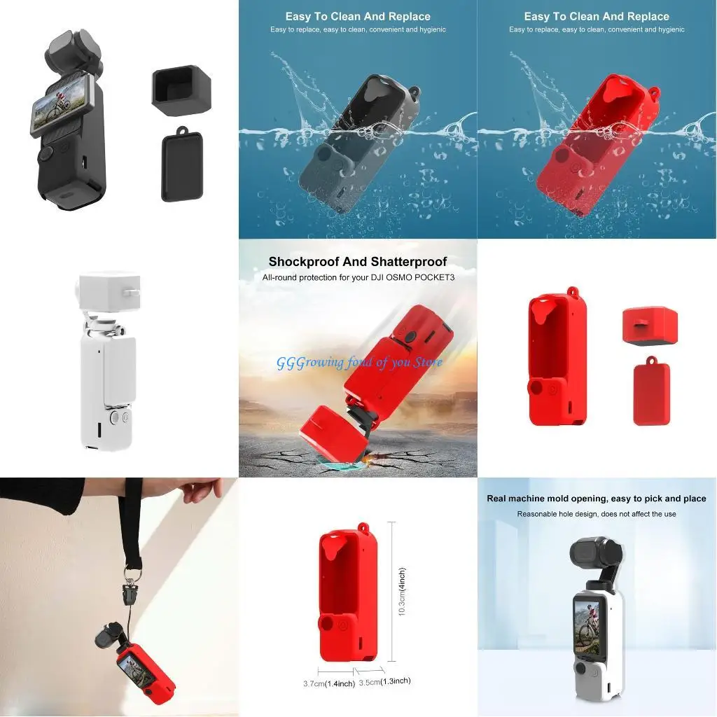 

H9EB 3 in 1 Silicone Cover Case Set For Pocket 3 Camera Protector 3PCS