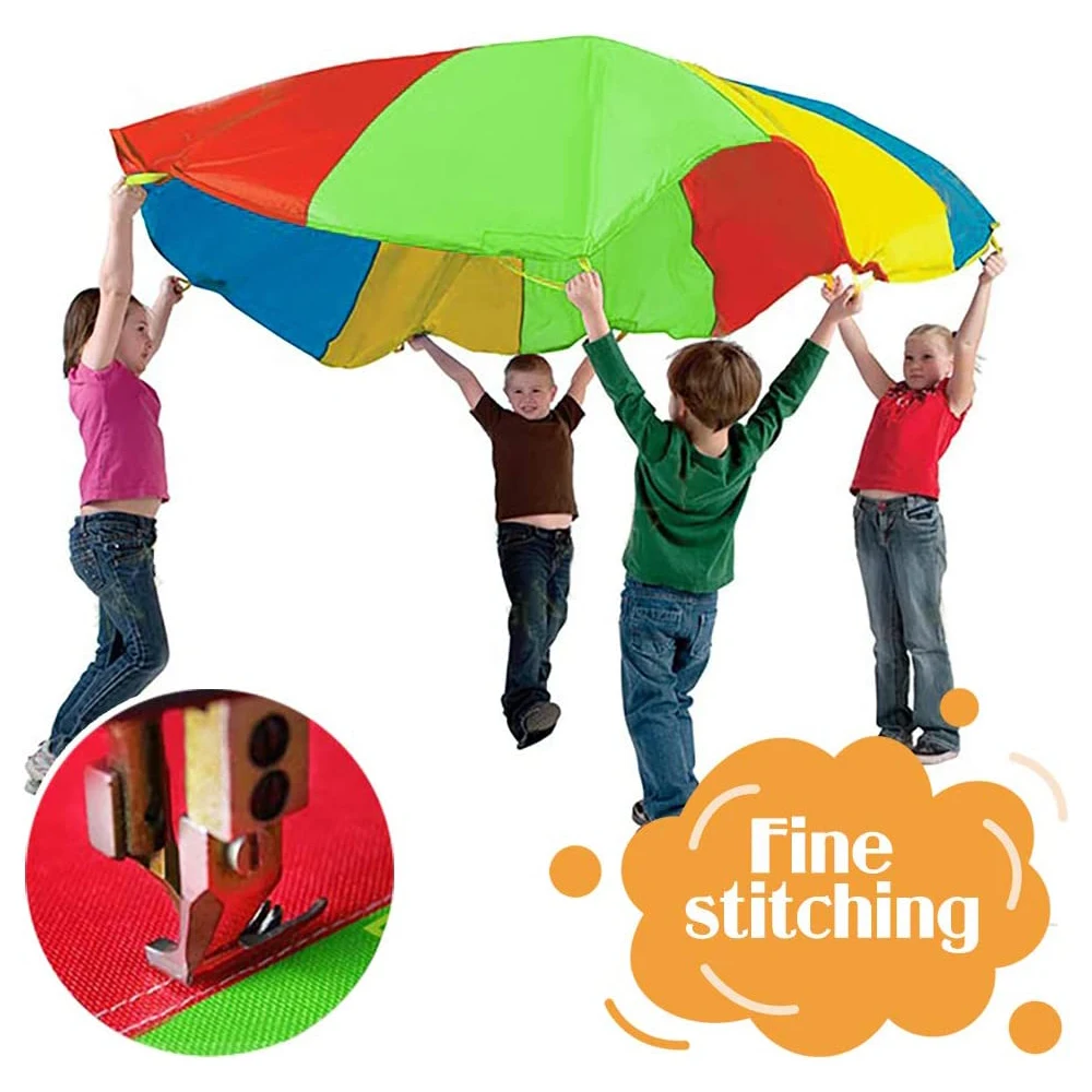 Play Parachute 8 Bracelet Dia 2m 3m Parachute with Handles Multicolored for Kids Outdoor Rainbow Umbrella Games Exercise Toy