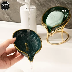 1PC Luz Luxo Estilo Criativo Soap Box Banheiro Toalete Dreno Doméstico Livre perfurado Soap Rack Soap Dish Bandeja Banheiro Gadge