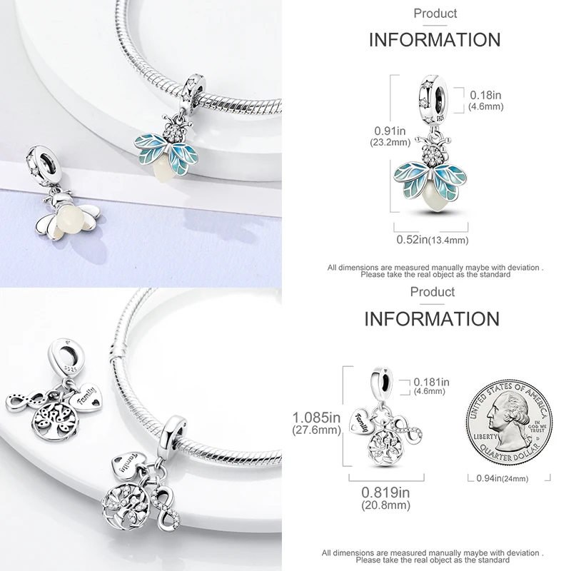 925 Sterling Silber Kaffeekanne Pfotenabdruck Koffer Kunstpalette Böser Blick Elefanten-Charm-Perlen Original DIY Armband Geschenk für Frauen – Detail 2