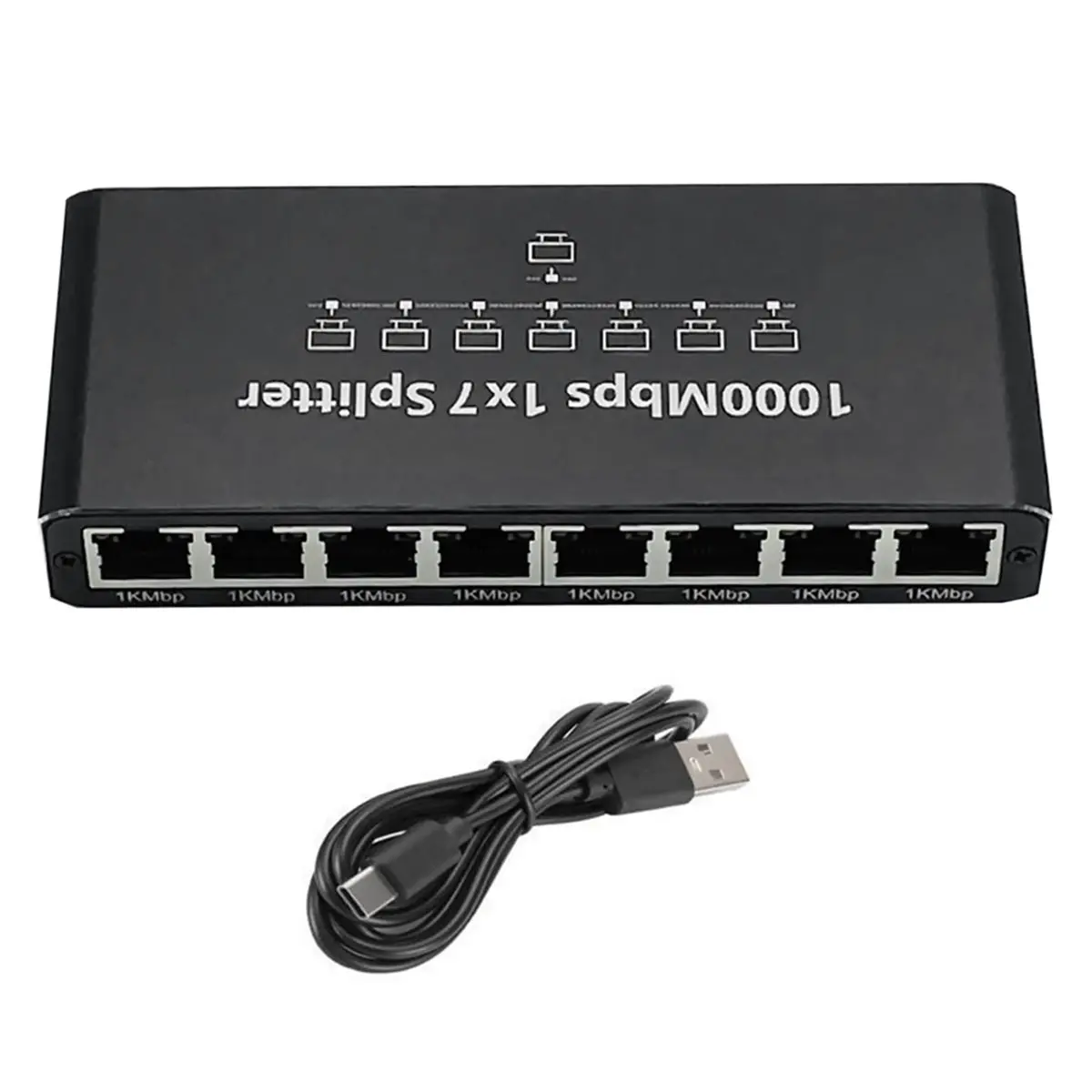 Gigabit Ethernet Splitter 1 to 7 1000Mbps RJ45 LAN Network Splitter for Nintendo Switch PC Laptop Router Internet TV