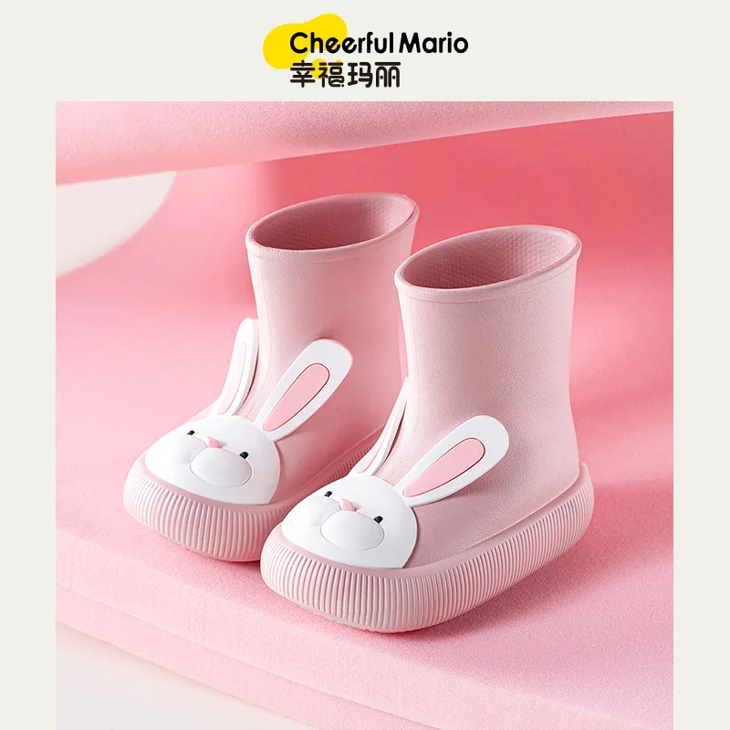 Cheerful Mario Children Rain Boots Baby Rain Boots New Cute Cartoon Rain Shoes Waterproof Boys and Girls Non-Slip Rubber Shoes