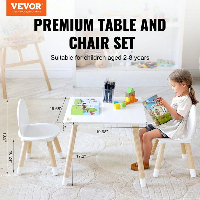 Kids Table and 2 Chair Set Toddler Activity Table for Art Craft Reading Learning Christmas Gift