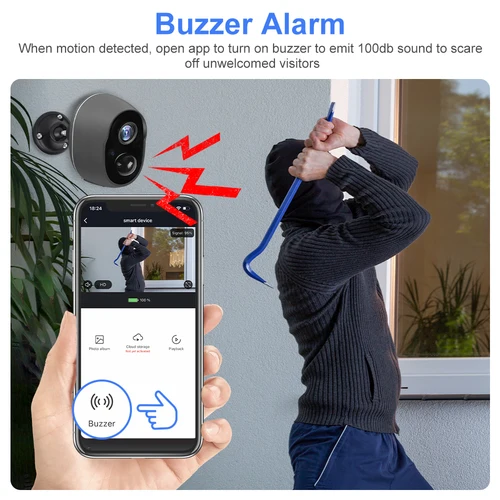 Imagen 2 del producto Tuya 9000mAh batería recargable Solar WiFi seguridad 3MP FHD CCTV Alexa Google cámara de protección de vigilancia con alarma de sirena