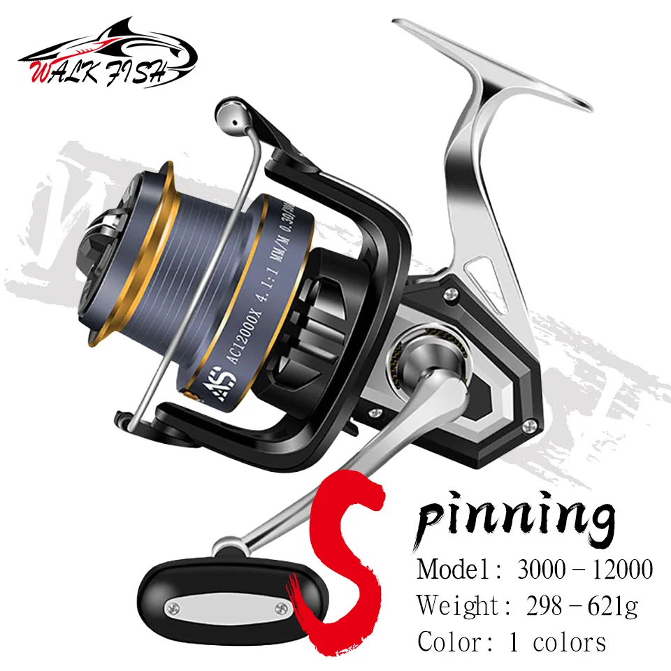 WALK FISH Spinning Fishing Reel 5+1BB Gear Ratio 5.1:1/4.1:1 Max Drag 8-13Kg Metal Reels 3000-12000 Series Fishing Equipamentos