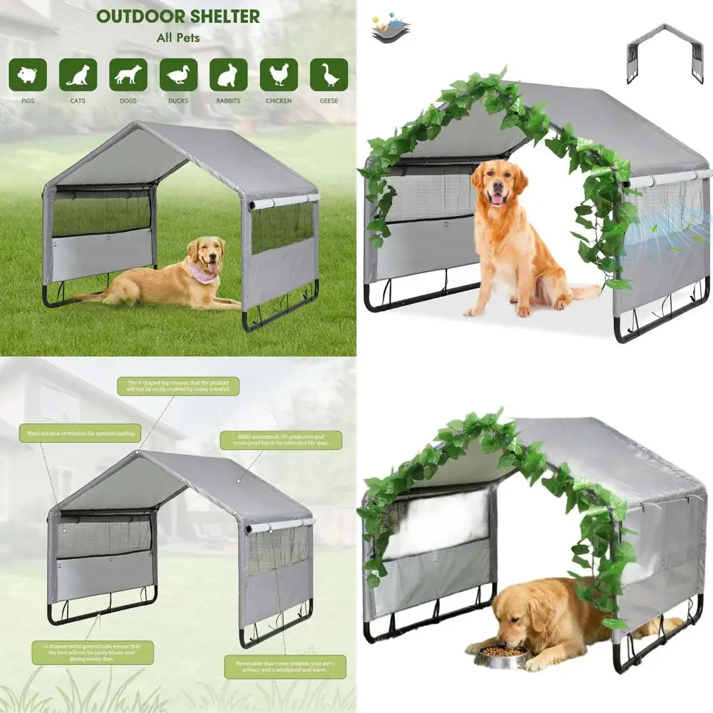 

Outdoor Large Dog House with Shade Shelter for Medium to Large Dogs, Rainproof Cover, Suitable for Pets and Livestock