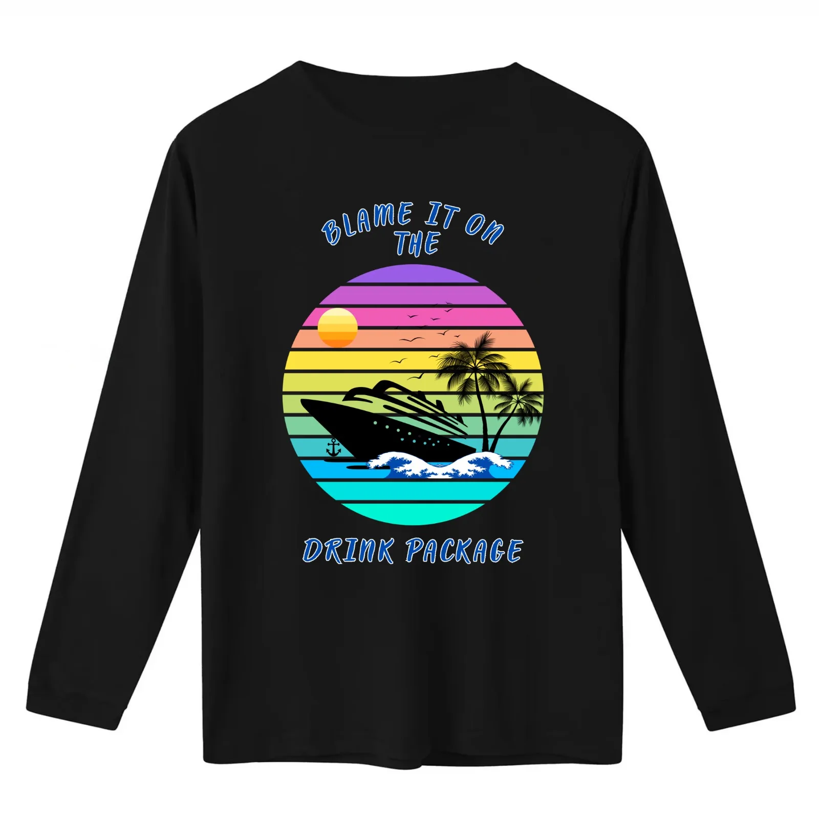 Blame it on the Drink Package Summer cruise vacation T-Shirt Summer Casual Cotton Tee Oversized Streetwear Tops 100% Cotton