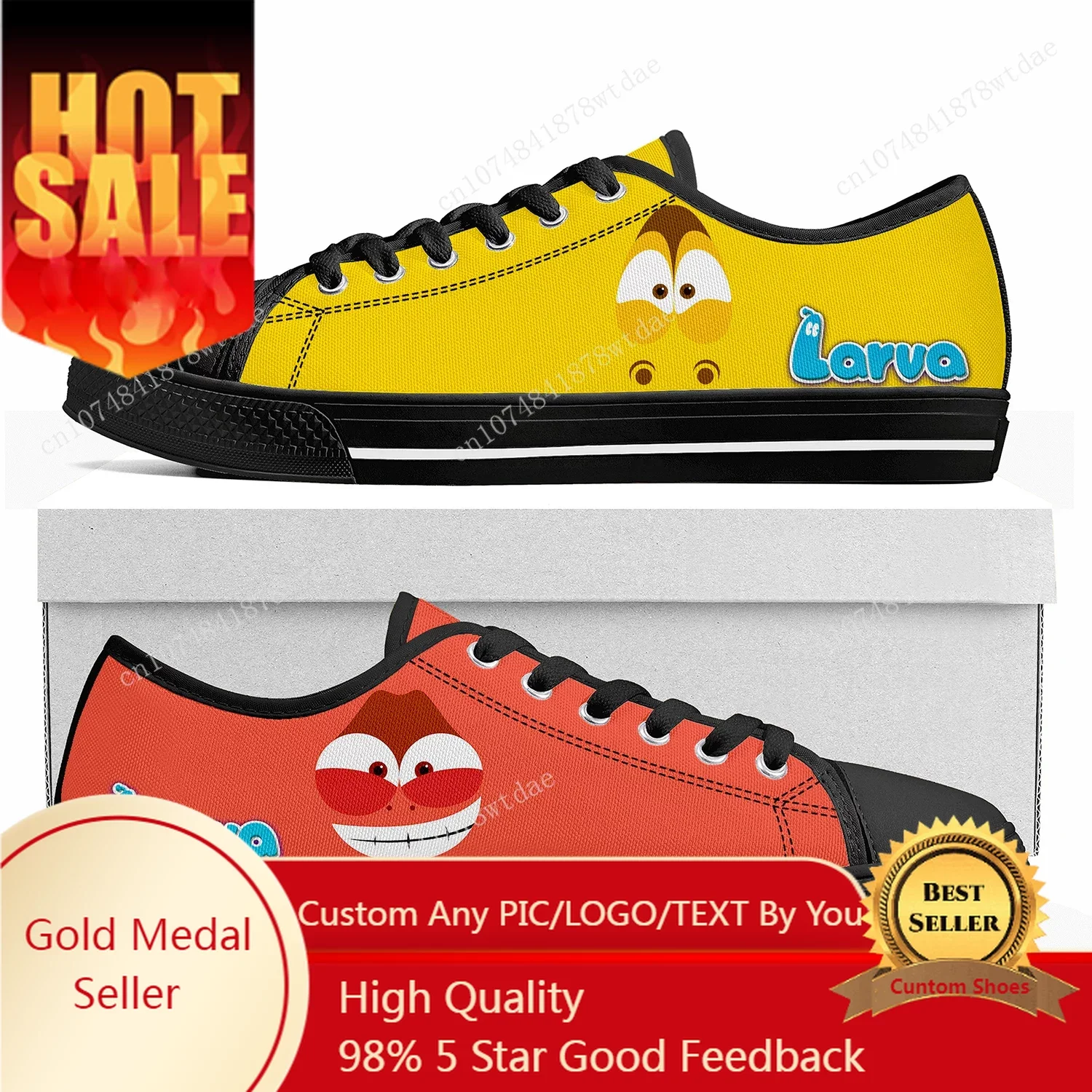 Larva Low Top Sneakers Womens Mens Teenager High Quality Canvas Sneaker Casual Anime Cartoon Manga Comics Customize Shoes