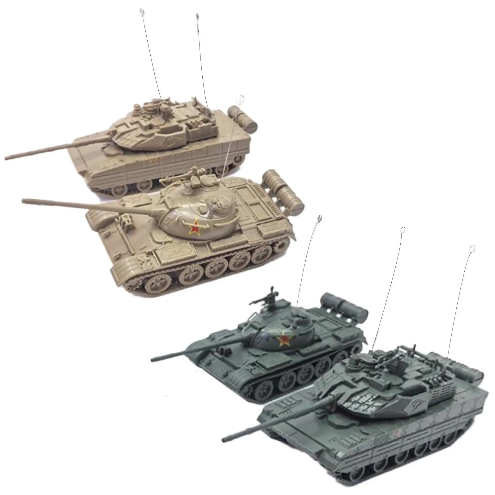 2x 1/72 Building Model Miniature Tank Model Kits 4D Assembly Model Tank Toy for Collection Keepsake Kids Children Tabletop Decor