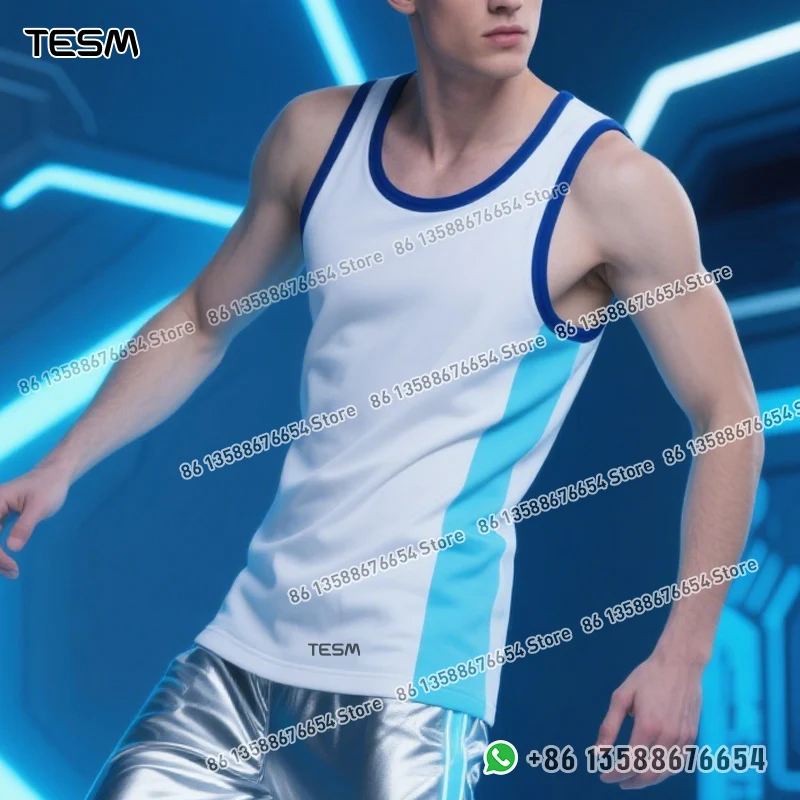 

Летний мужской спортивный жилет TESM, детская командная толстовка для родителей и детей, дышащий жилет с принтом, топ для занятий спортом, бегом, танцовщица