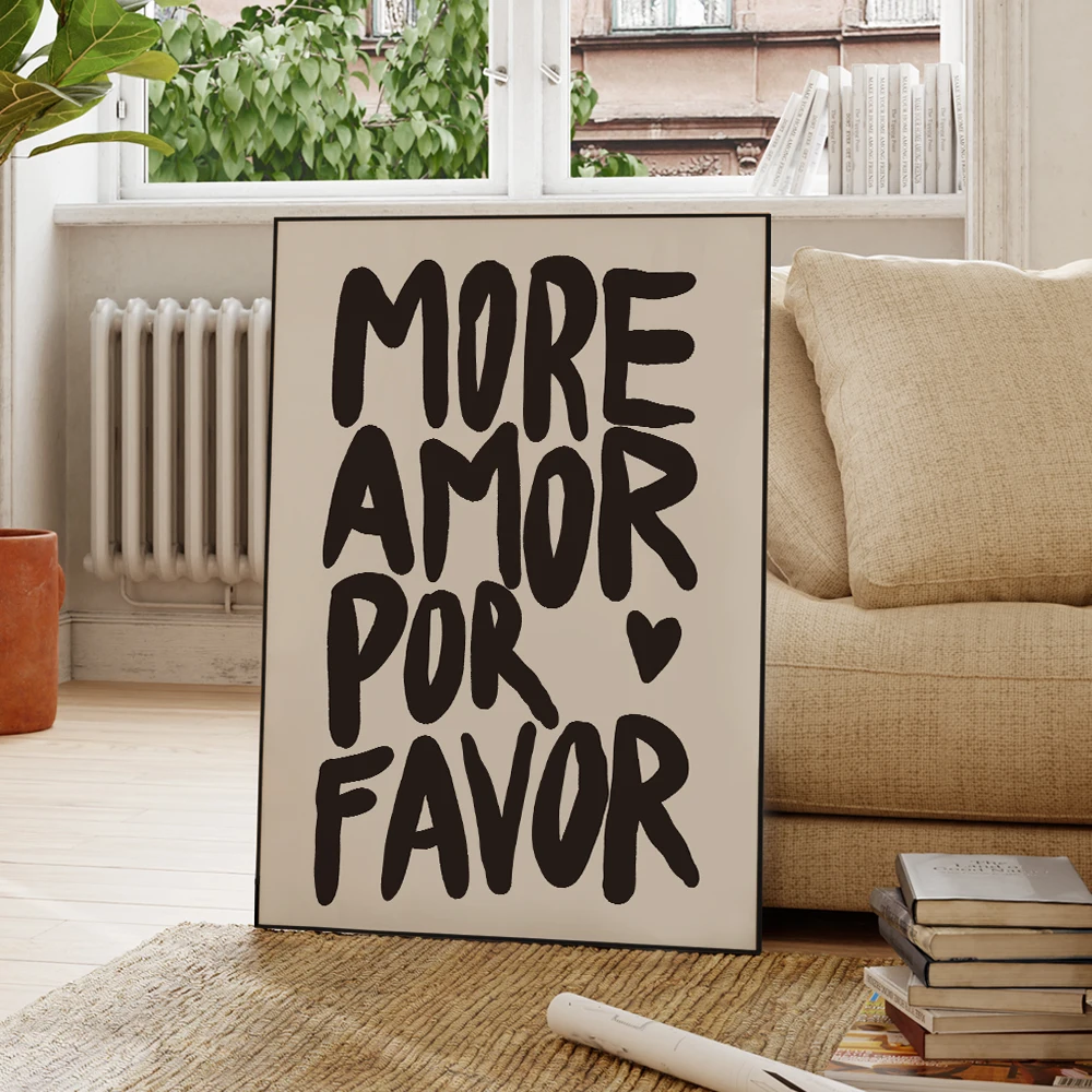 Modern Eclectic More Amor Por Favor Sunshine Quotes Wall Art Prints Canvas Painting Poster Pictures For Living Room Home Decor