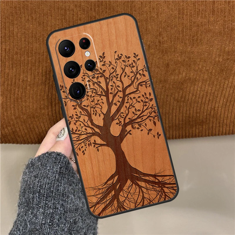 Tree Rose Skull Cactus Wood Phone Case For Samsung Galaxy S25 Ultra S9 S10 S20 S21 S22 Plus S24 FE S23 Ultra Back Cover