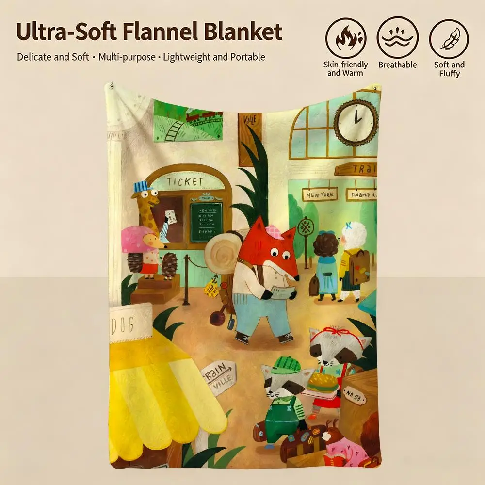 artist H-Hee GYUM KIM-M Throw Warm Soft Flannel Blanket, Multi-use for Sofa Bed Camping Travel Nap