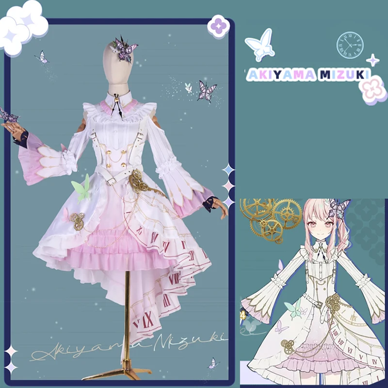 The Project Sekai  Akiyama Mizuki New Cosplay Beautiful Clock Pink Dress lovely Costume  New Year Womne Outfit