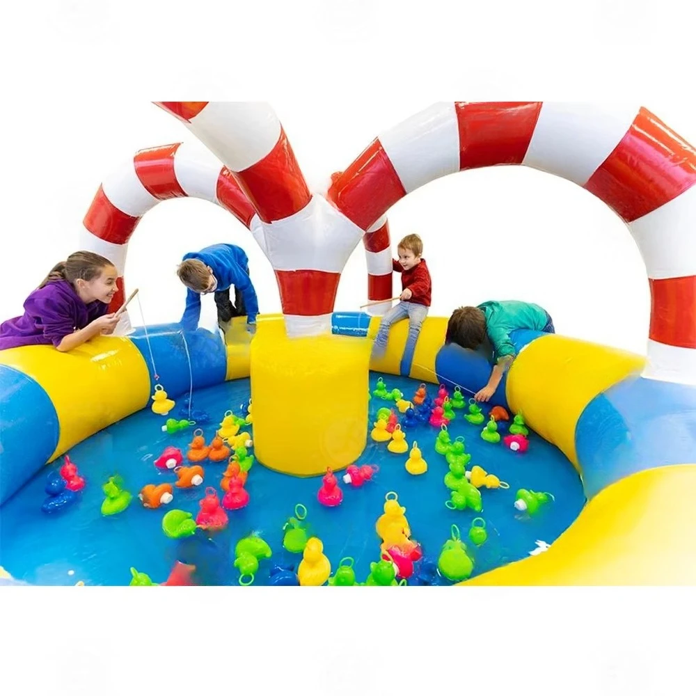 

Оптовая продажа с фабрики коммерческого класса ПВХ надувной пруд-утка индивидуальная надувная игрушка для бассейна с рыбой для детей