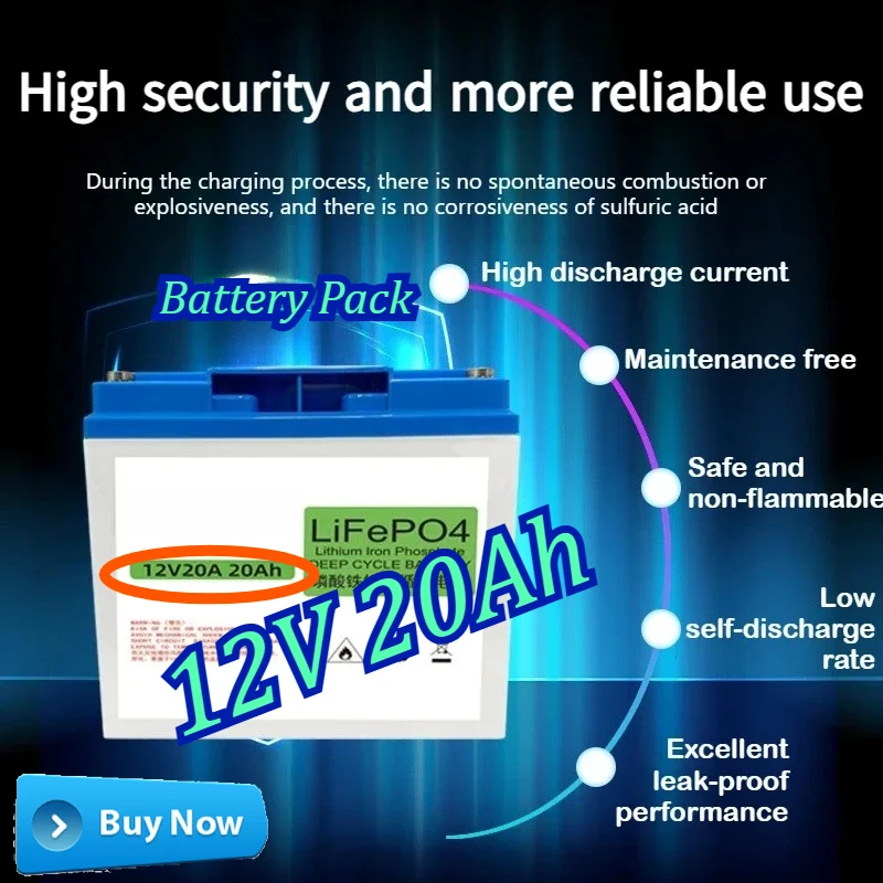 

New 12V 20Ah Solar Photovoltaic Energy Storage Lithium Battery Lithium Iron Phosphate Power Supply RV Power Outdoor Battery Pack
